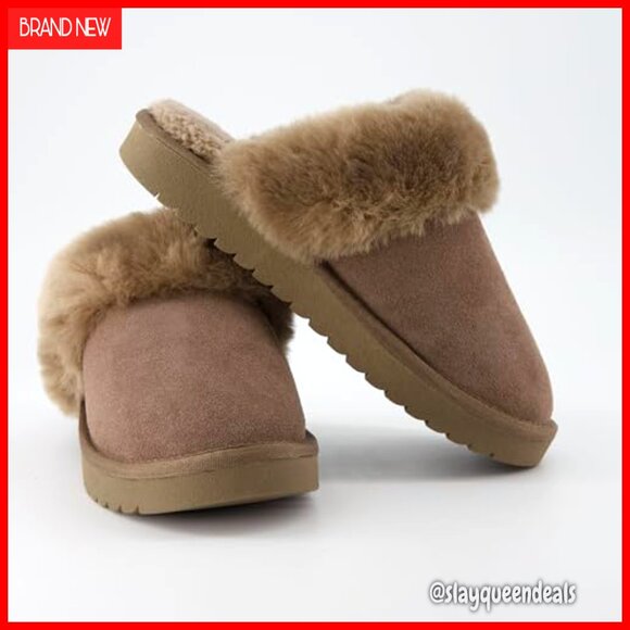 Women's Faux Fur Lined Mule Slippers Slip On Comfort Indoor Outdoor - Picture 5 of 7